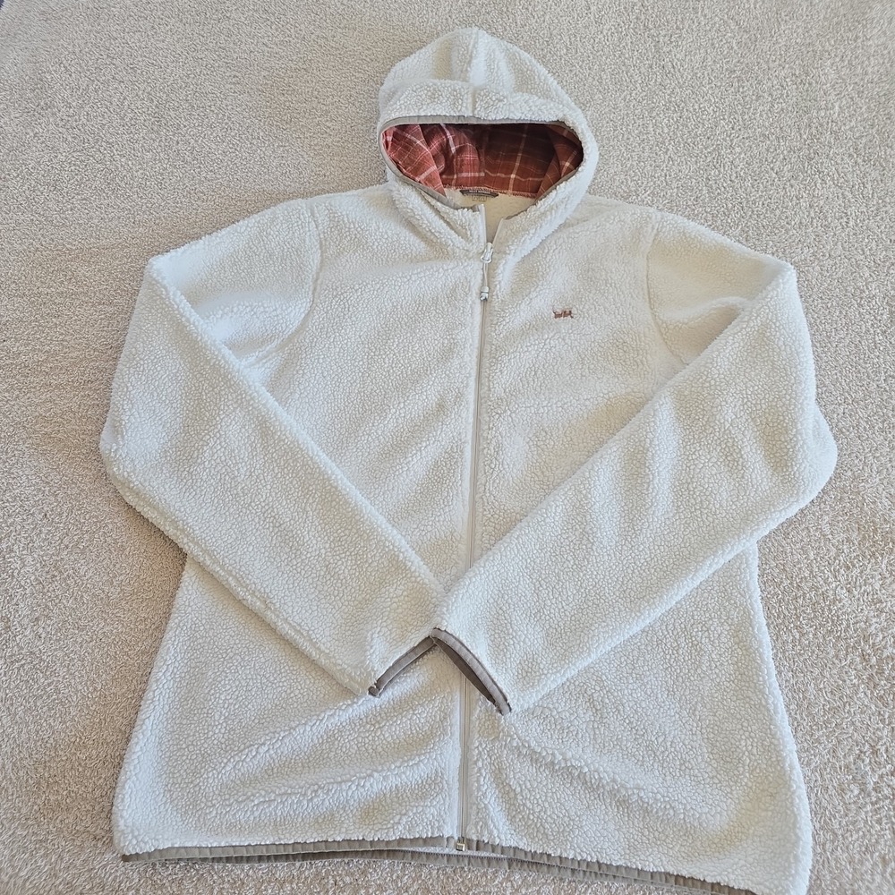 Helly Hansen Jacket Womens XXL White Sherpa Fleece Full Zip Hooded Embroidered